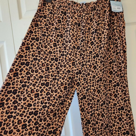 Women's Leopard Print Ruffle Waist Cover up Pants Brown Sz L Shade & Shore Brown - Picture 10 of 13